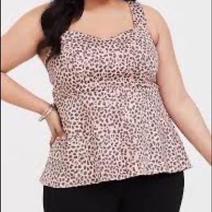 Torrid Leopard Sateen Peplum Top